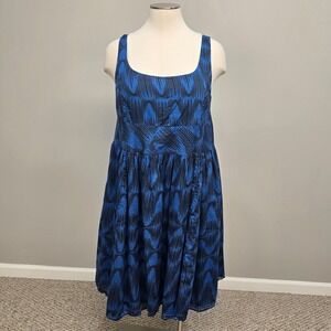 eShakti Midi Dress Plus Size 3X Custom Blue‎ Black Fit & Flare Cocktails Party